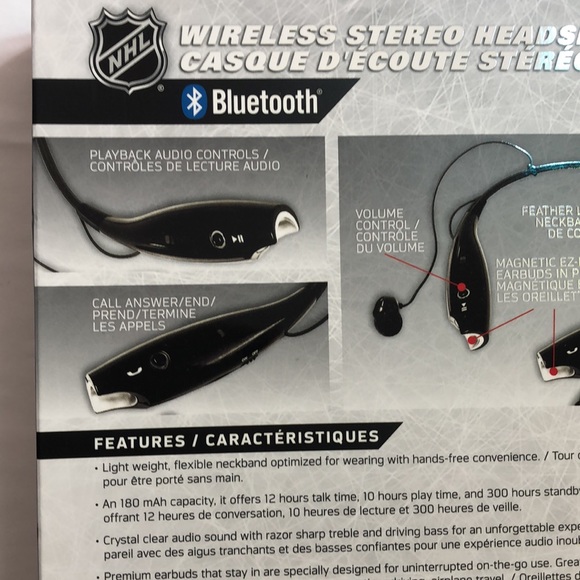 NHL Oilers Wireless Stereo Headset with Built-in Microphone Neckband - Picture 6 of 8